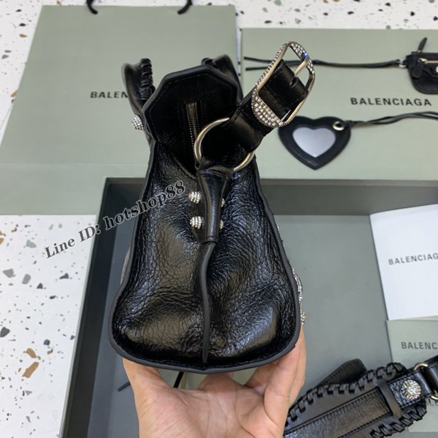 Balenciaga專櫃爆款油蠟黑帶鑽手提女包 638515 巴黎世家Neo cagole機車包 fyj2002